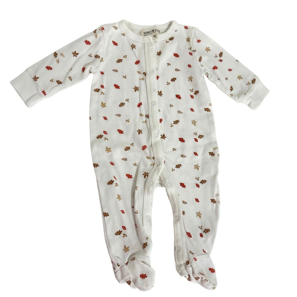 Rabbit + Bear Autumn Leaf Footie Sleeper Size 0-3 Months